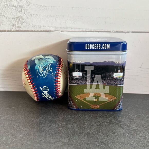 SGA Los Angeles Dodgers Tin Bank and Baseball - Picture 1 of 12